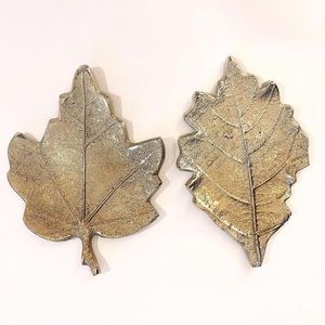 Set of Vintage Golden Trinket Leaf Dishes
